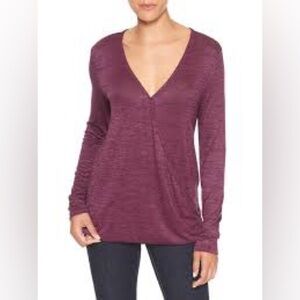GAP Ruby Wine Long Sleeve Surplice Cross Knit Top